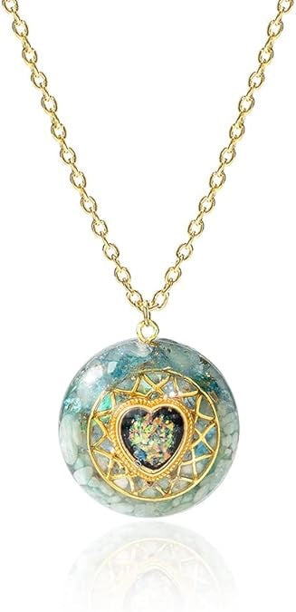 "Heart of the Sea" – Amazonite and Aquamarine Orgonite Necklace