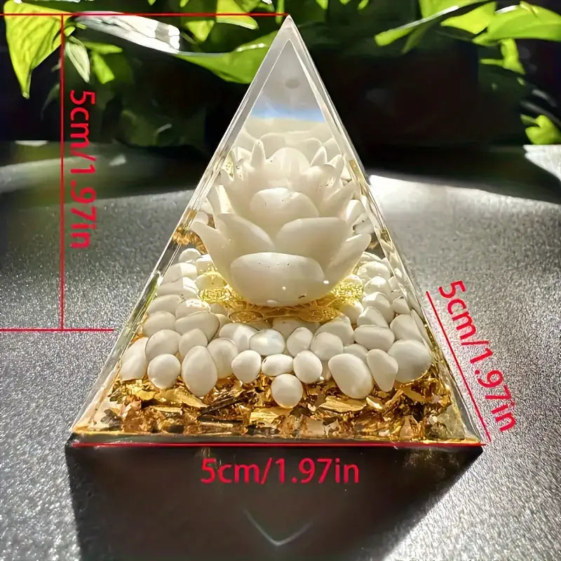 "Lotus Golden Harmony" - Orgonite Pyramid