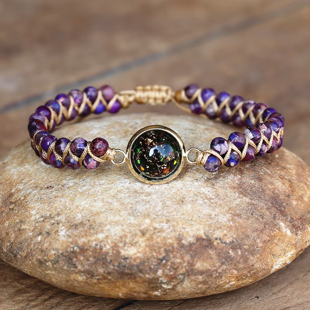"Magical Purple Harmony Obsidian Bracelet" – The Perfect Balance of Positive Energy and Elegance