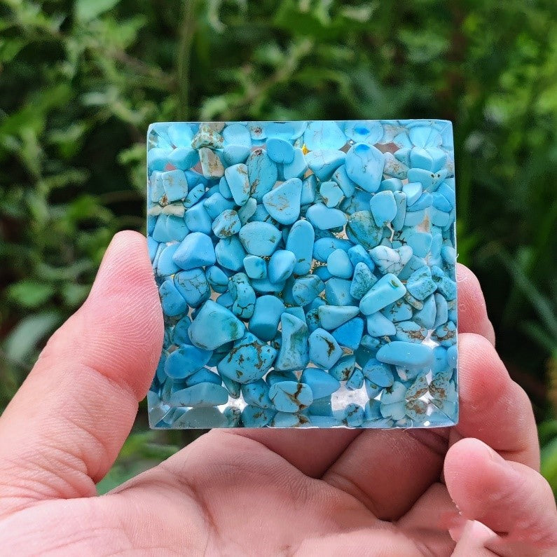 Turquoise Orgonite Pyramid - "The Harmony of Heaven and Earth"