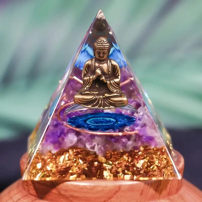 "The Pyramid of Inner Peace" – Amethyst and Buddha Harmony Crystal