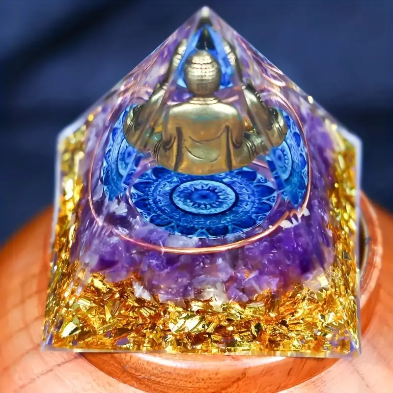 "The Pyramid of Inner Peace" – Amethyst and Buddha Harmony Crystal