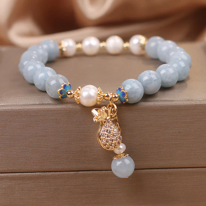 "Treasure of the Sea" – Aquamarine and Pearl Luck Bracelet