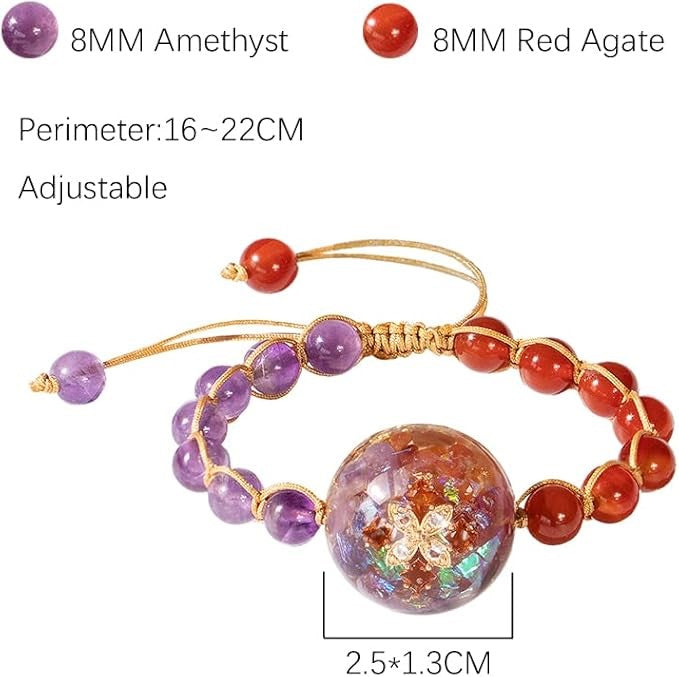 „Heavenly Harmony” – Amethyst and Red Agate Bracelet