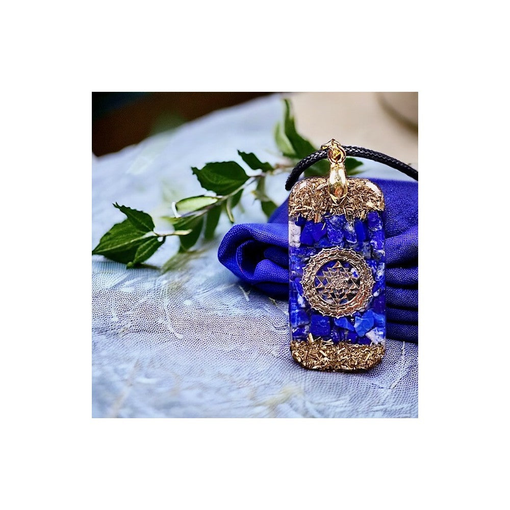 "The Light of Wisdom and Clarity" – Lapis Lazuli and Sri Yantra Orgonite Necklace